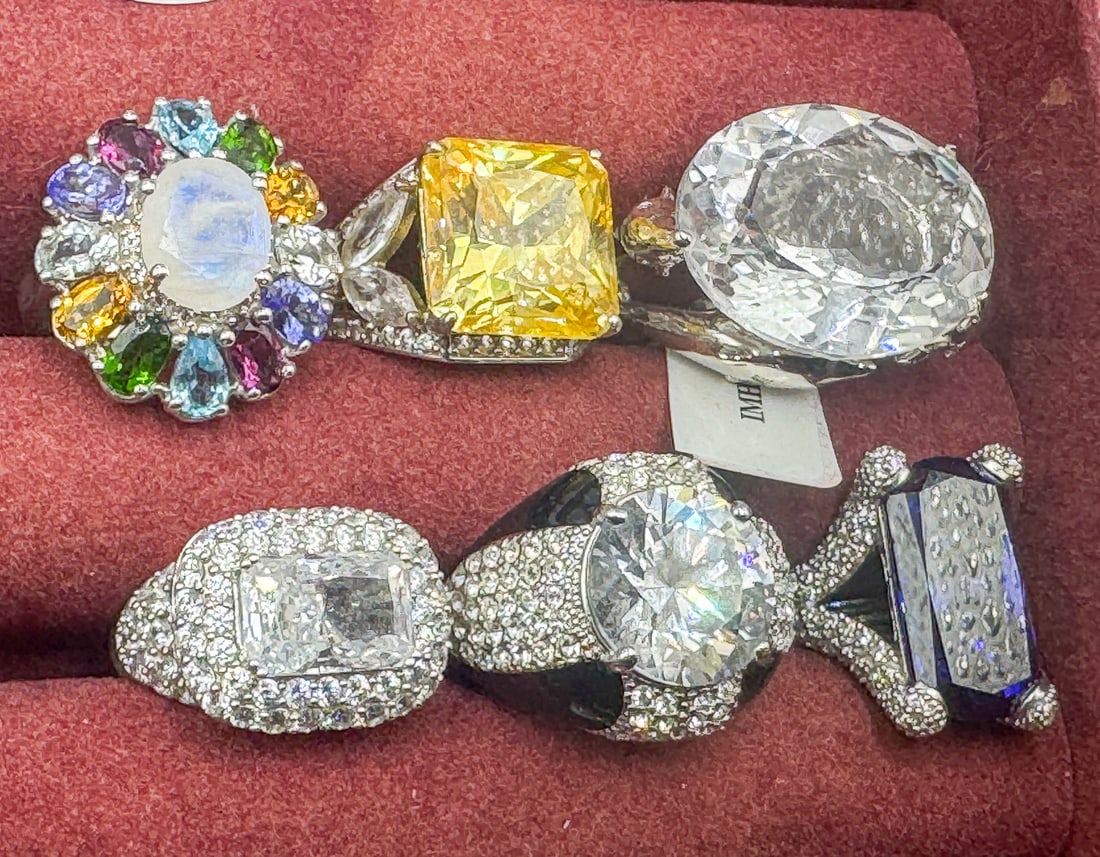 6 STERLING SILVER GEMSTONE RINGS (1 of 2)