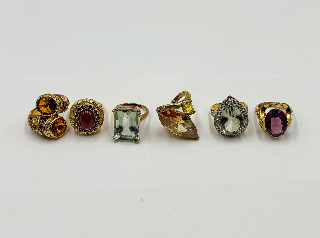 6 STERLING SILVER GEMSTONE RINGS (1 of 6)