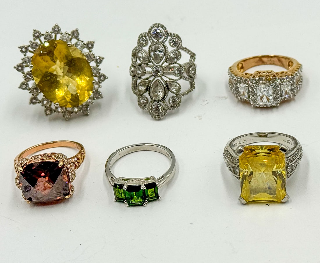 6 STERLING SILVER GEMSTONE RINGS (1 of 5)
