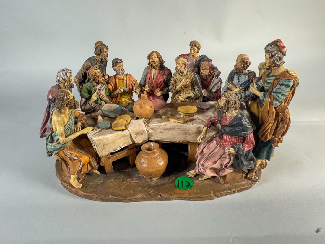 2 SIGNED LAST SUPPER FIGURAL GROUPS (1 of 6)