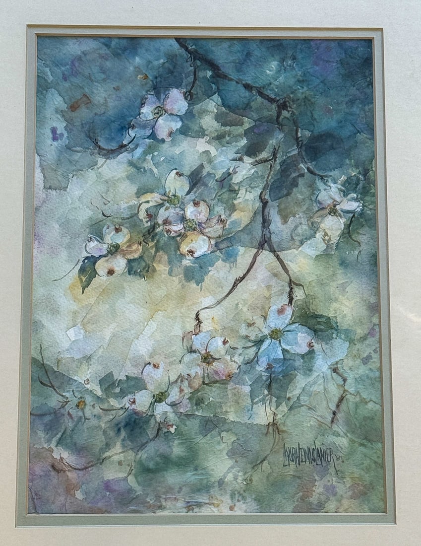 LAURA LEWIS LANIER ORIGINAL WATERCOLOR ON HANDMADE PAPER: LAURA LEWIS LANIER ORIGINAL WATERCOLOR ON HANDMADE PAPER