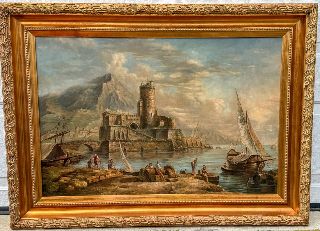 PAINTING OF DUTCH HARBOR SCENE SIGNED WENDELL (1 of 9)