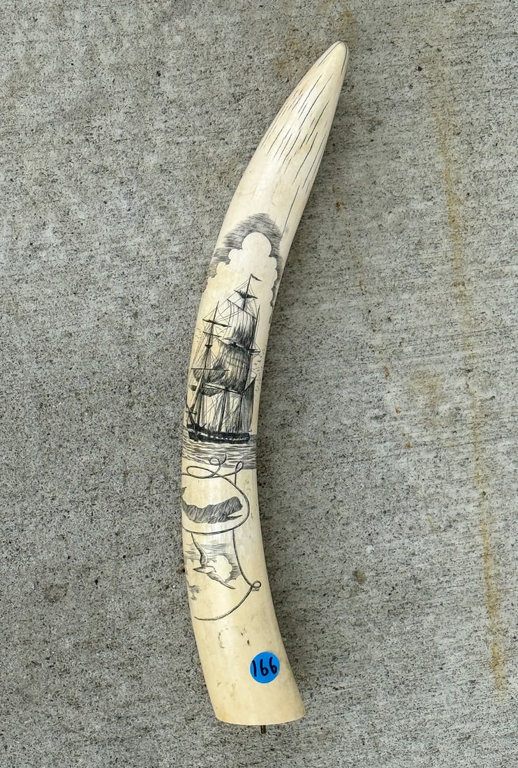 LARGE SCRIMSHAW WHALING SCENE, 16" (1 of 6)