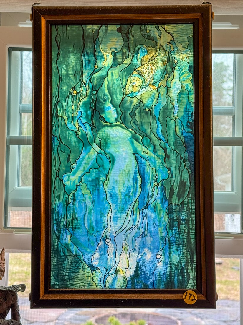 STAINED GLASS HANGING WINDOW, 10" X 16" (1 of 5)