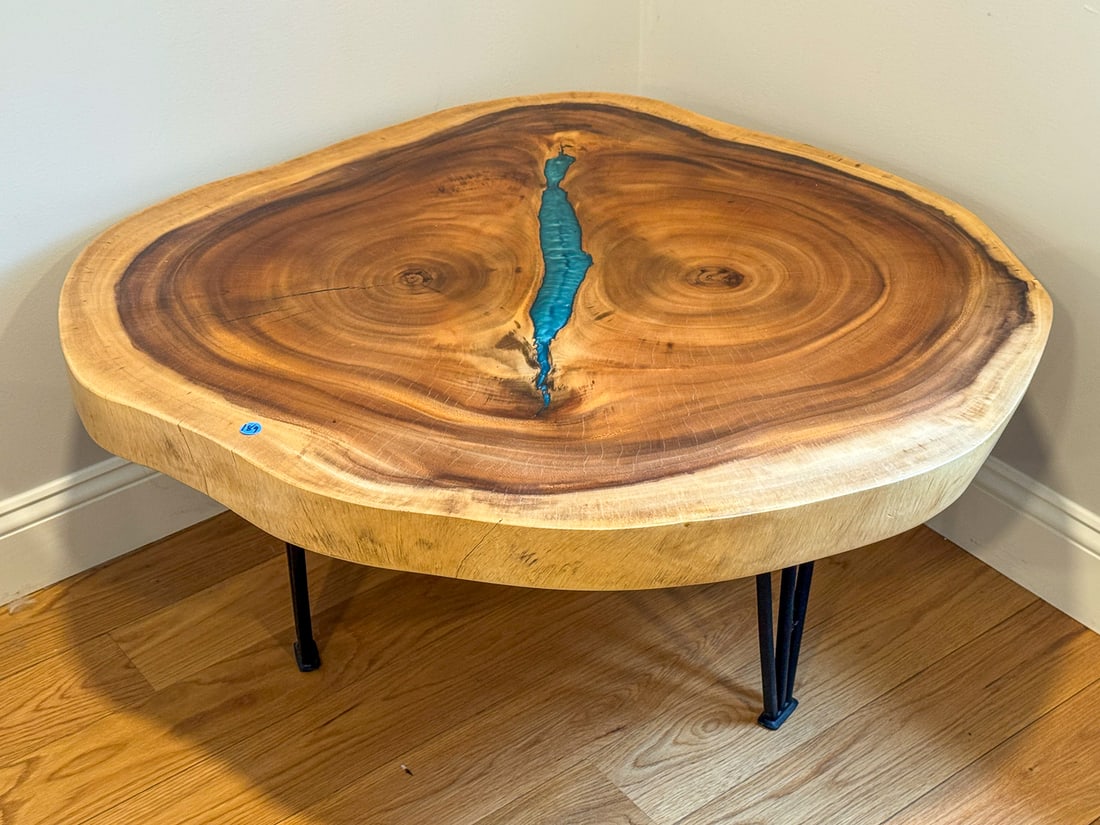 LIVE EDGE TABLE W/ LACQUER, 36" X 16" X 40" (1 of 5)