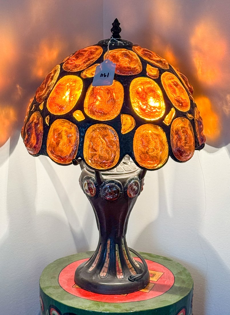 TURTLE BACK TIFFANY STYLE LAMP, 19" X 13" (1 of 10)