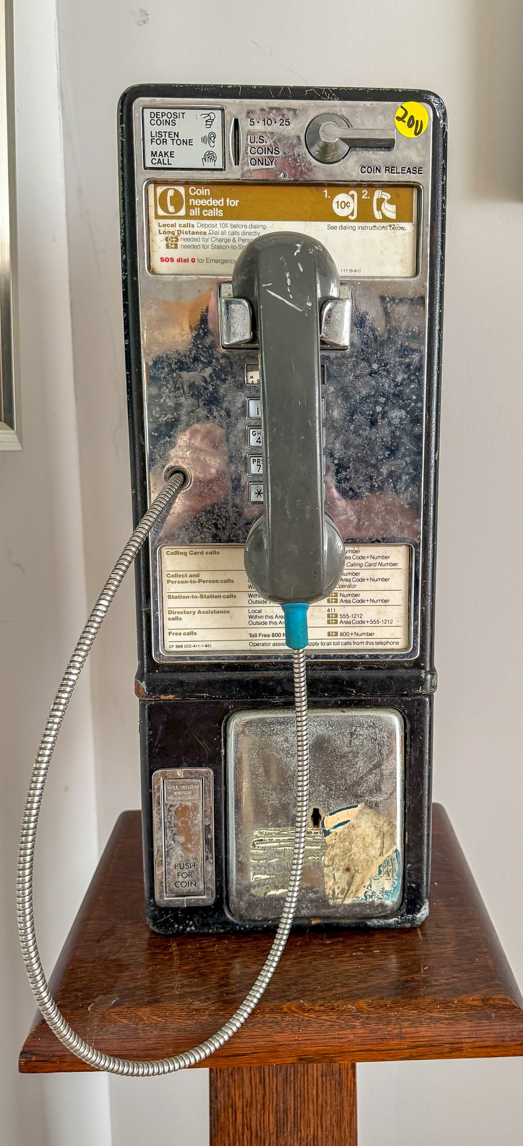 VINTAGE PAY PHONE, 8" X 8" X 21" (1 of 4)