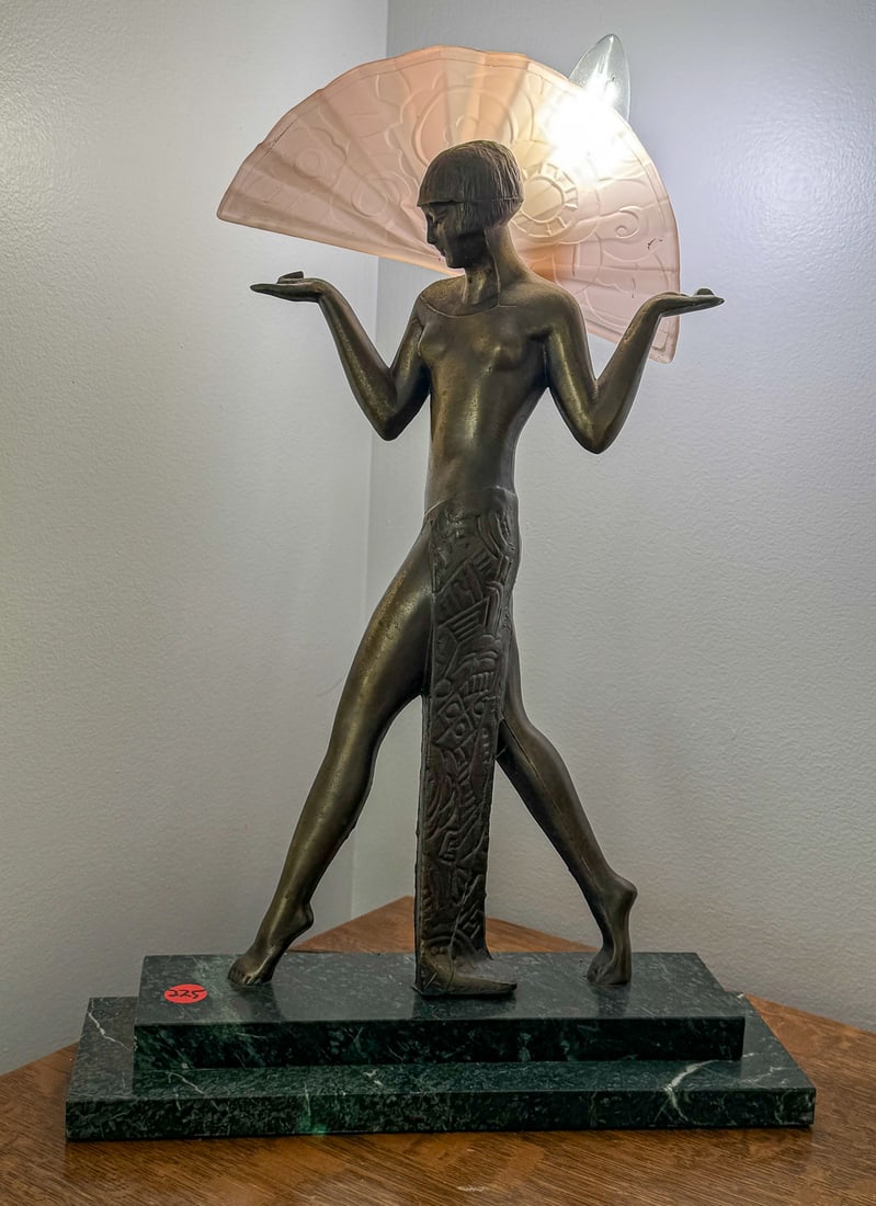 ERTE STYLE ART DECO LAMP, 19" X 13" X 15" (1 of 7)