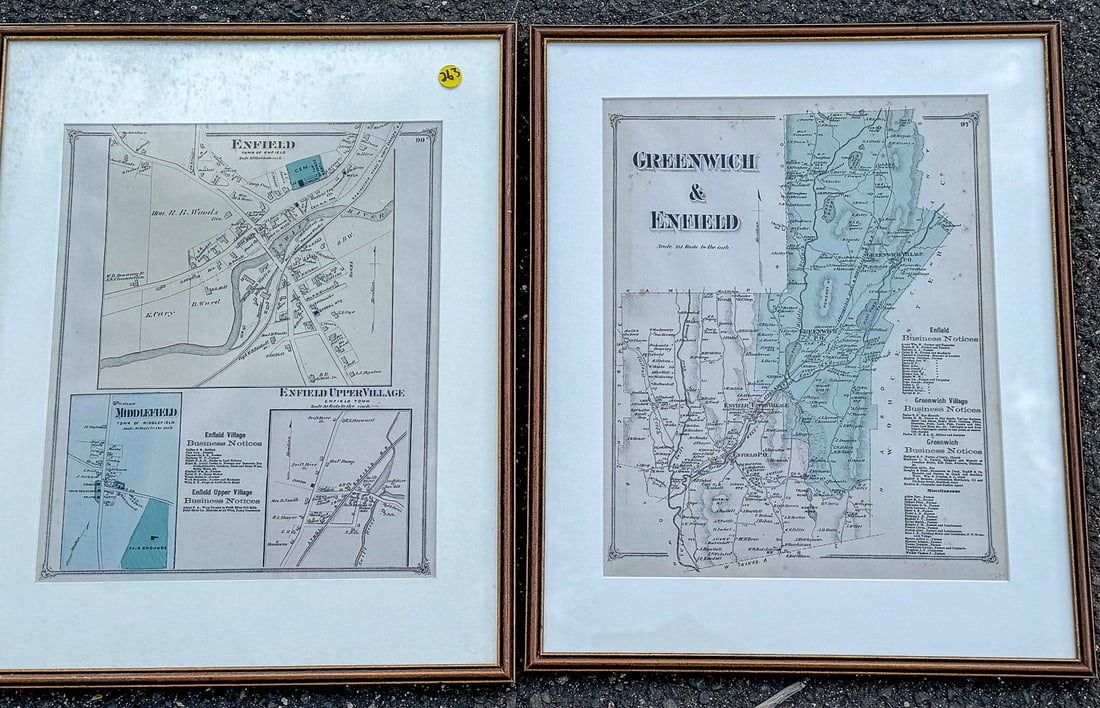 2 MAPS OF GREENWICH AND ENFIELD, 16.5" X 22" (1 of 3)