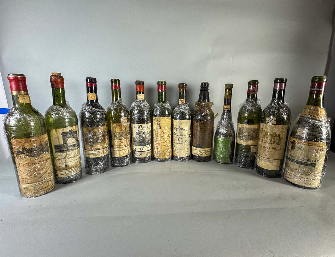 12 ANTIQUE FINE WINE BOTTLE W/ LABELS (1 of 5)