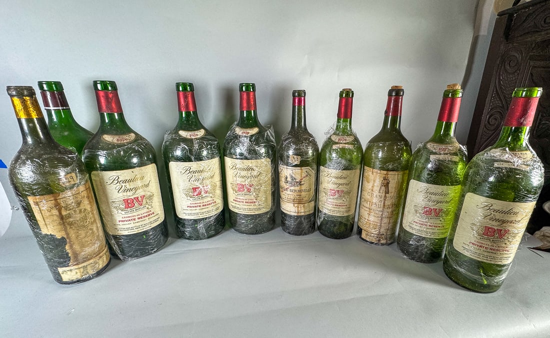 12 ANTIQUE FINE WINE BOTTLE W/ LABELS (1 of 6)