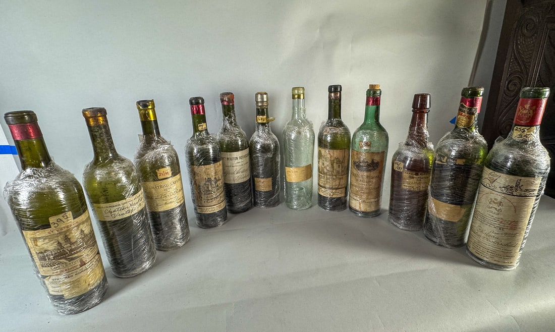 12 ANTIQUE FINE WINE BOTTLE W/ LABELS (1 of 6)