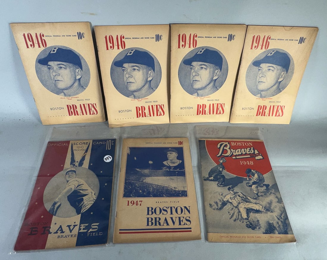 9 BOSTON BRAVES OFFICIAL PROGRAMS/SCORECARDS (1 of 4)