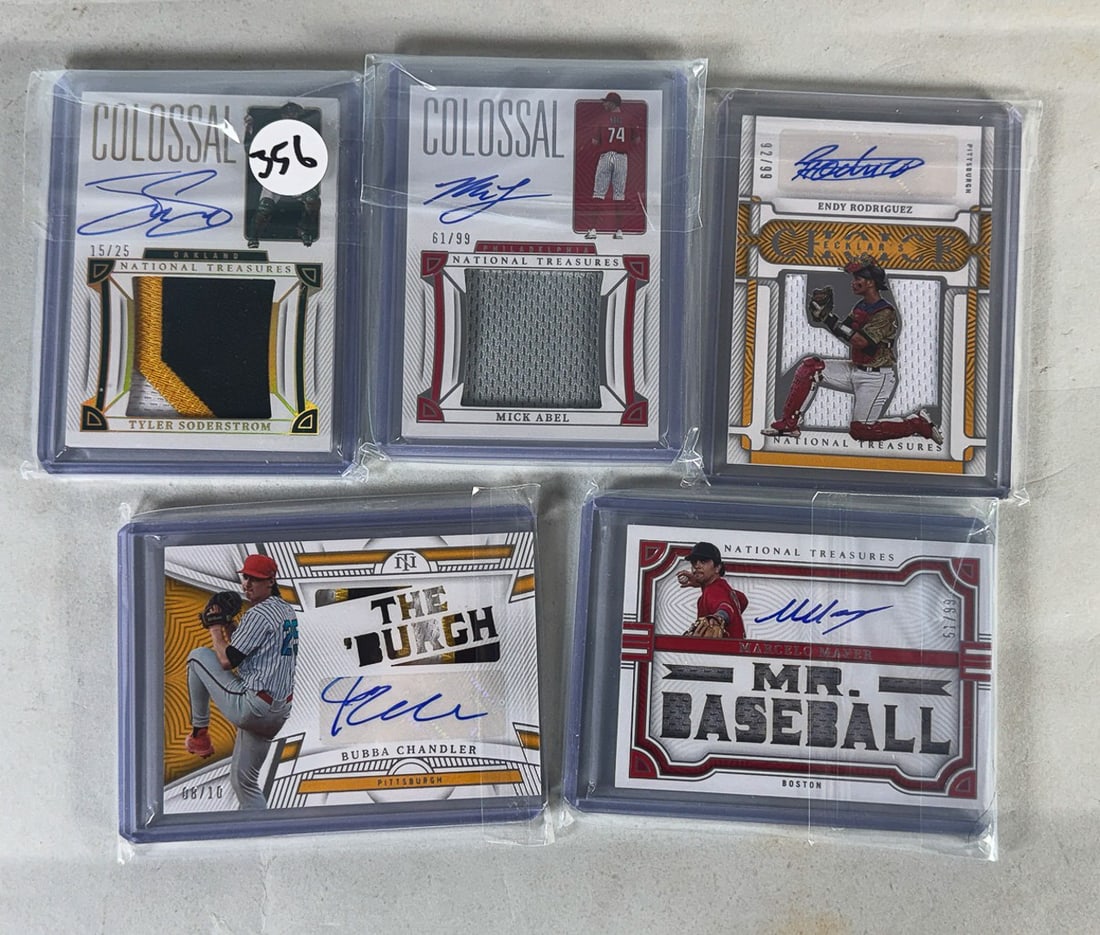 5 PANINI NATIONAL TREASURES SIGNATURE PATCH CARDS: 5 PANINI NATIONAL TREASURES SIGNATURE PATCH CARDS