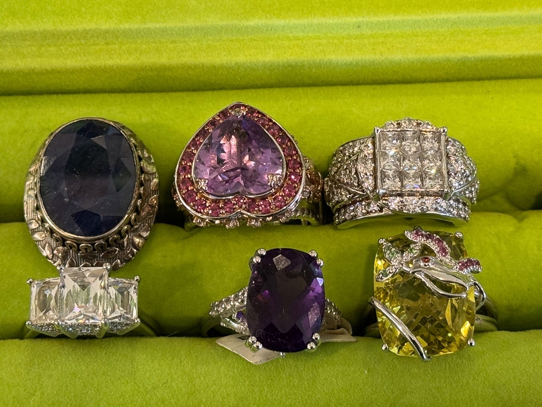 6 STERLING SILVER GEMSTONE RINGS (1 of 4)
