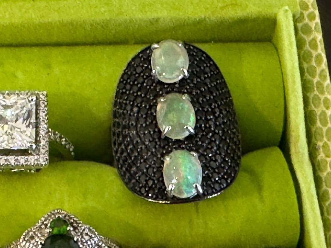 6 STERLING SILVER GEMSTONE RINGS - 2