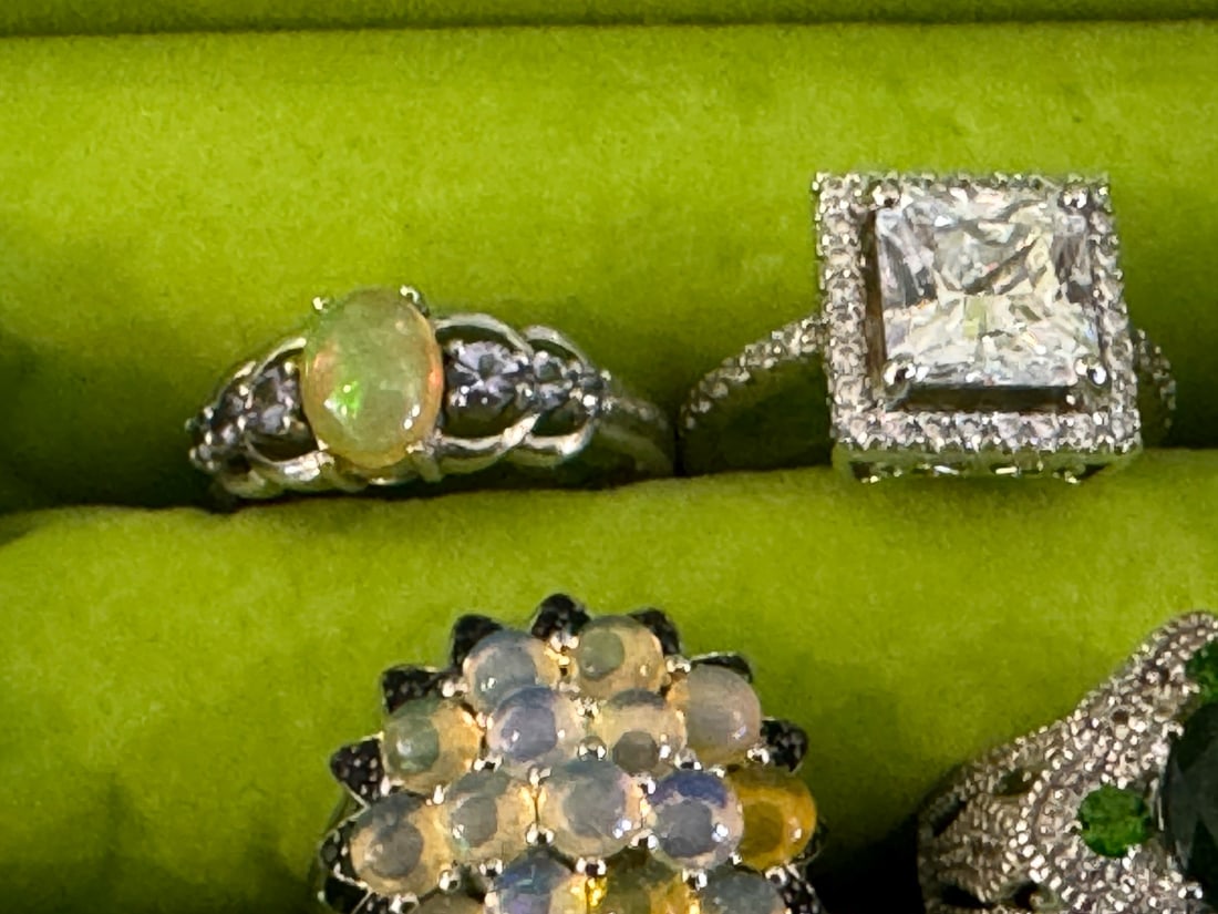 6 STERLING SILVER GEMSTONE RINGS - 3