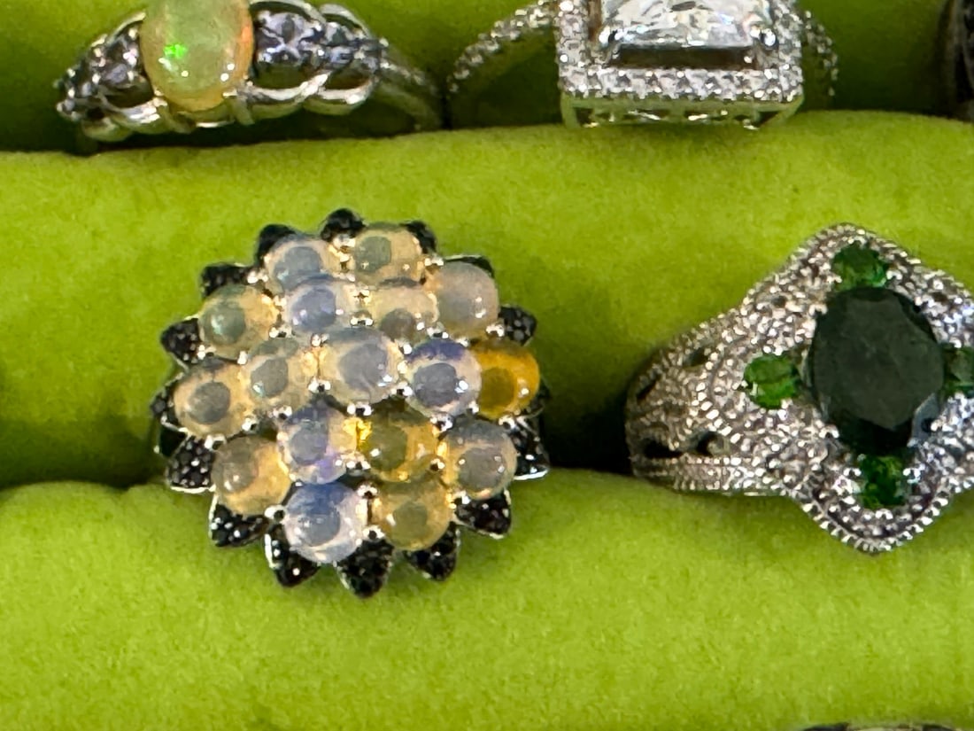 6 STERLING SILVER GEMSTONE RINGS - 4