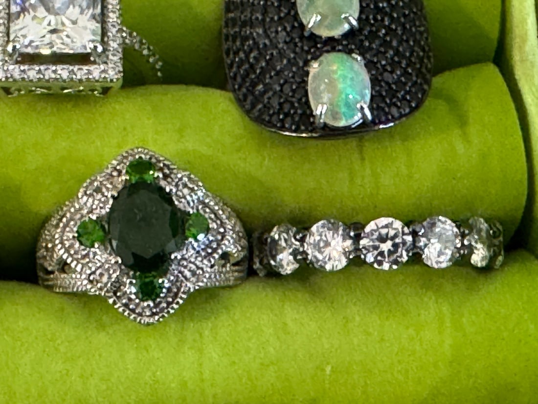 6 STERLING SILVER GEMSTONE RINGS - 5