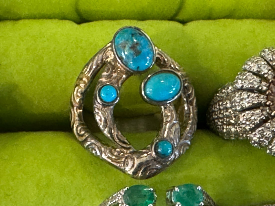 6 STERLING SILVER GEMSTONE RINGS - 2