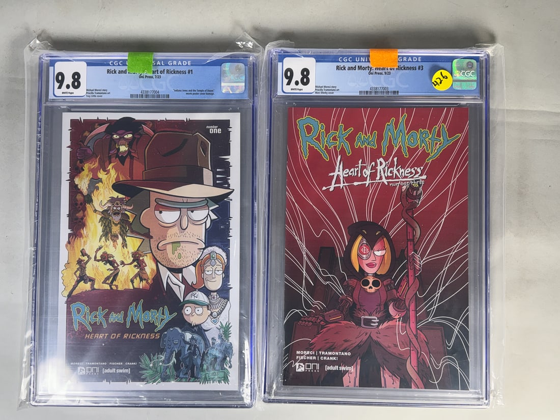 2 CGC GRADED COMICS, RICK AND MORTY HEART OF RICKNESS #1 AND #3: 2 CGC GRADED COMICS, RICK AND MORTY HEART OF RICKNESS #1 AND #3