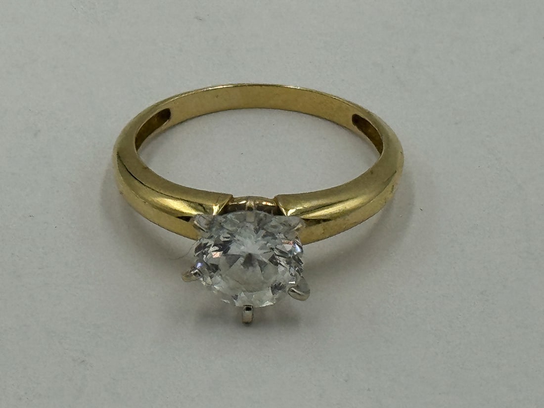 14K GOLD ENGAGEMENT RING W/ 2 CARAT CZ, 3.27 GRAMS (1 of 4)