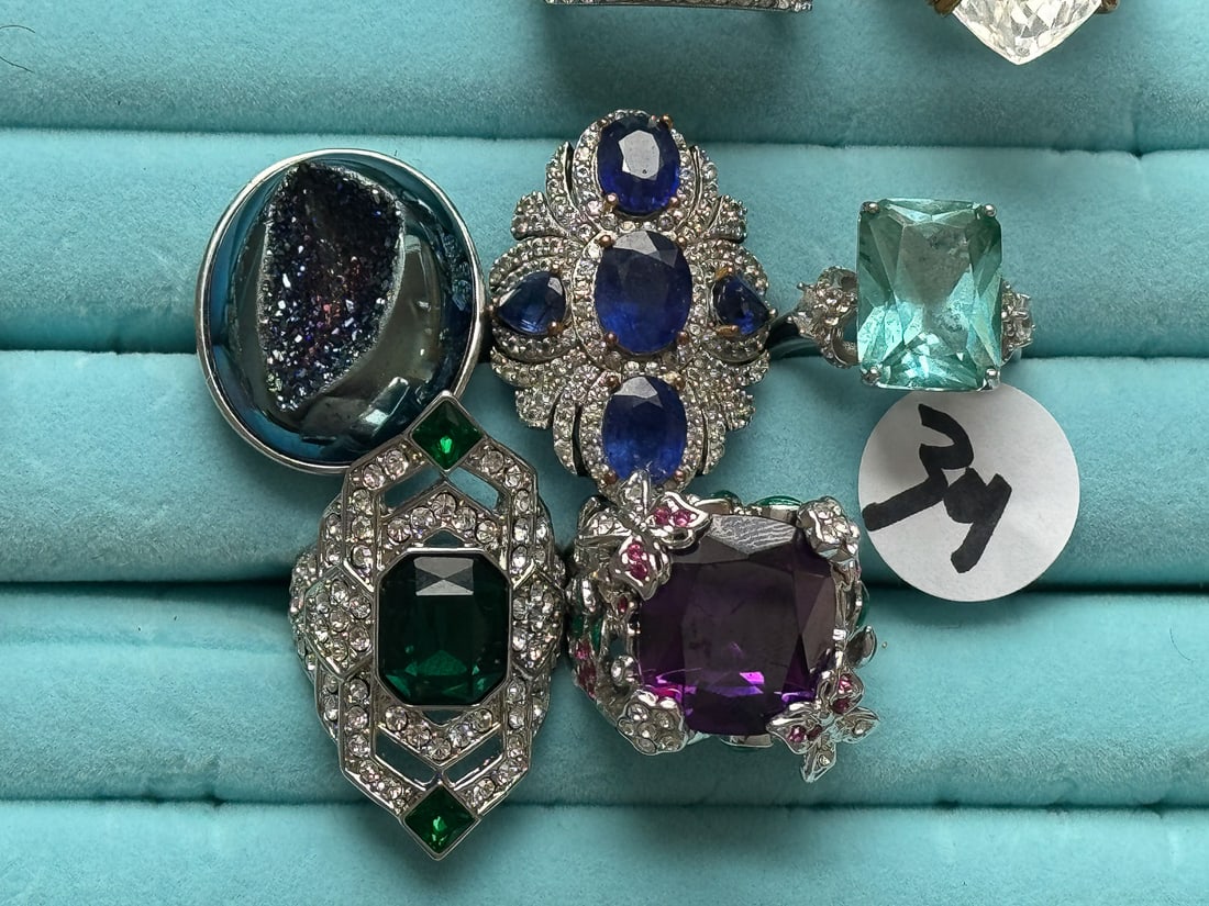 5 STERLING SILVER GEMSTONE BLING RINGS: 5 STERLING SILVER GEMSTONE BLING RINGS