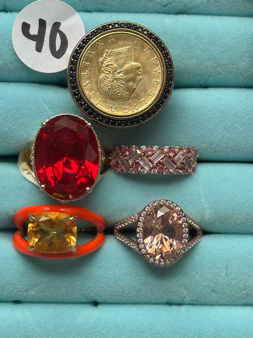 5 STERLING SILVER GEMSTONE BLING RINGS: 5 STERLING SILVER GEMSTONE BLING RINGS