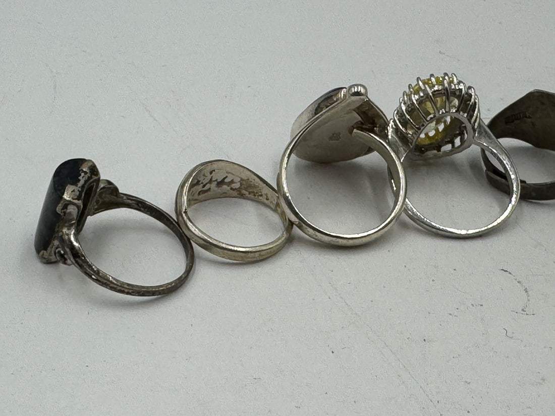 STERLING SILVER GEMSTONE BLING RINGS - 6