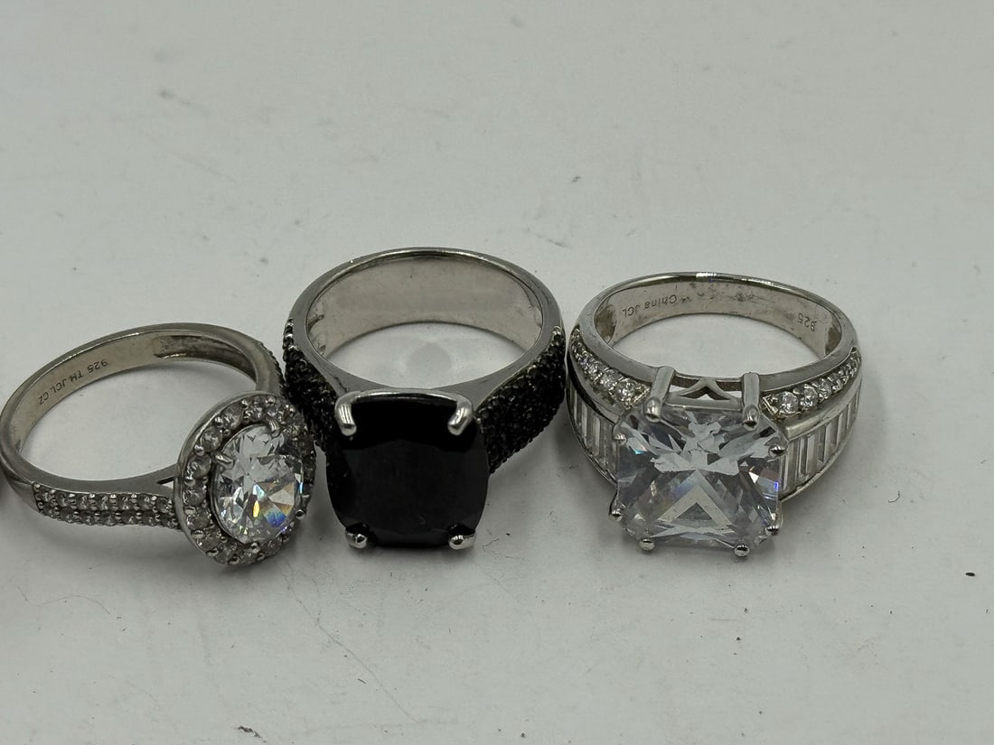 STERLING SILVER GEMSTONE BLING RINGS - 3