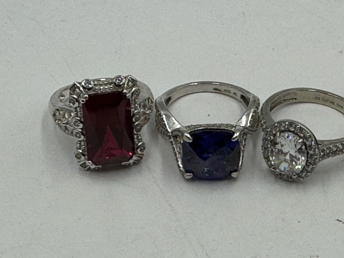 STERLING SILVER GEMSTONE BLING RINGS - 4