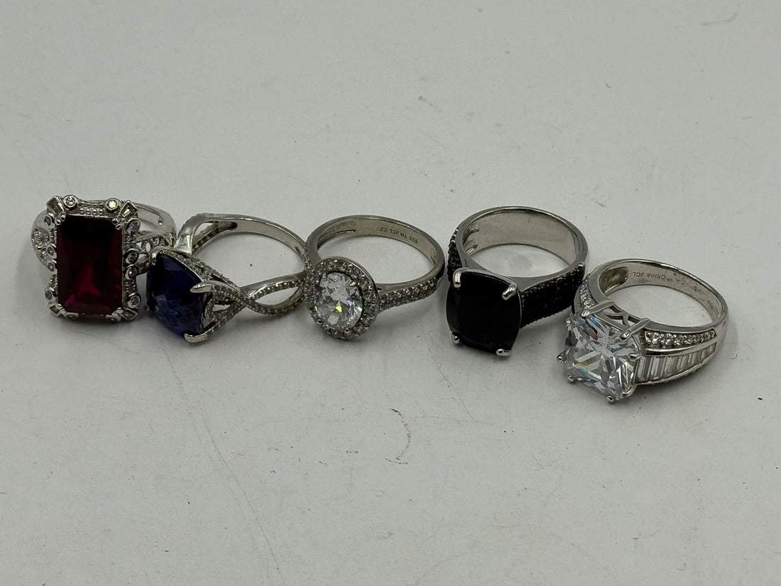 STERLING SILVER GEMSTONE BLING RINGS - 6