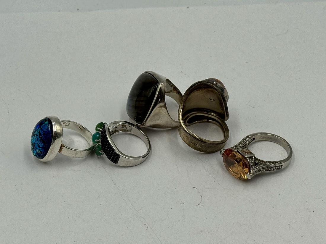 STERLING SILVER GEMSTONE BLING RINGS - 4