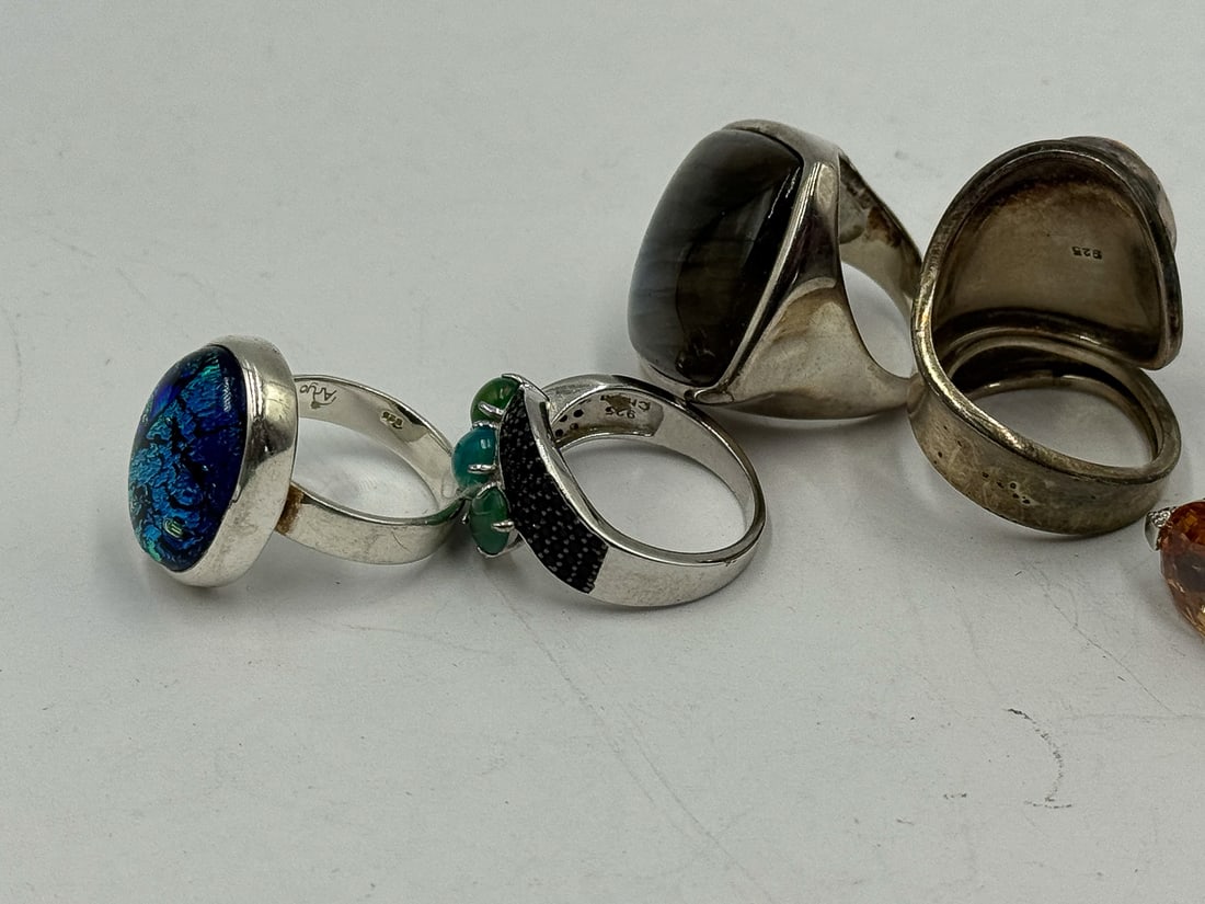 STERLING SILVER GEMSTONE BLING RINGS - 5