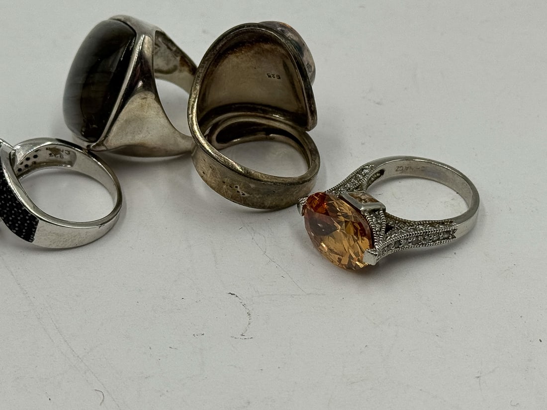 STERLING SILVER GEMSTONE BLING RINGS - 6