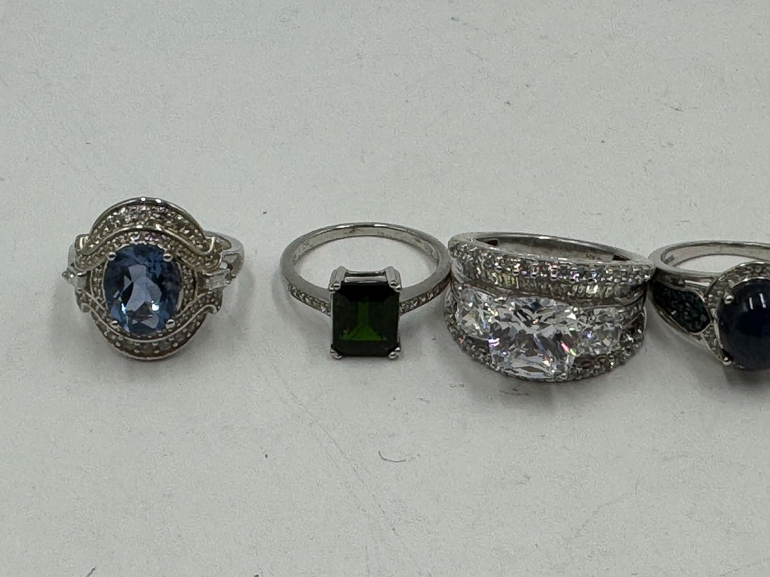 STERLING SILVER GEMSTONE BLING RINGS - 3