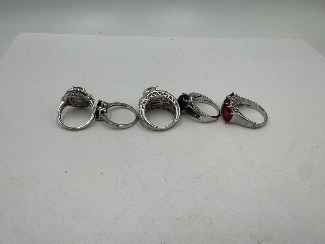 STERLING SILVER GEMSTONE BLING RINGS - 4
