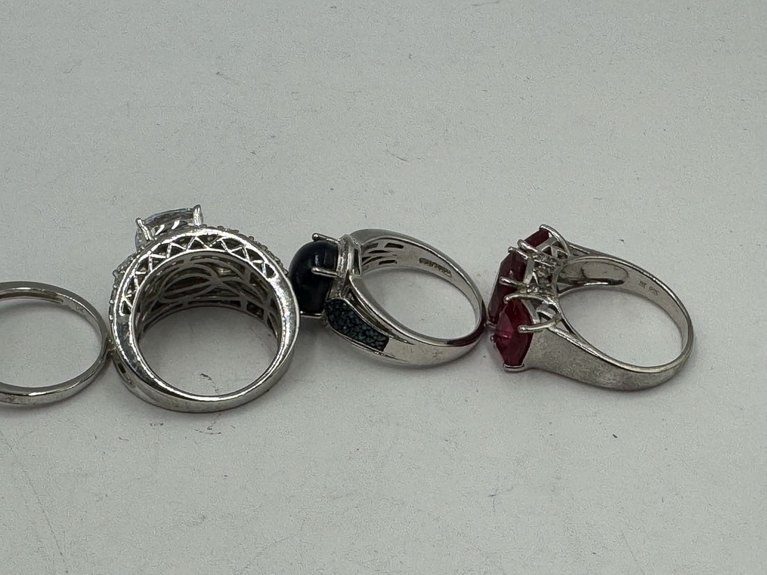 STERLING SILVER GEMSTONE BLING RINGS - 6