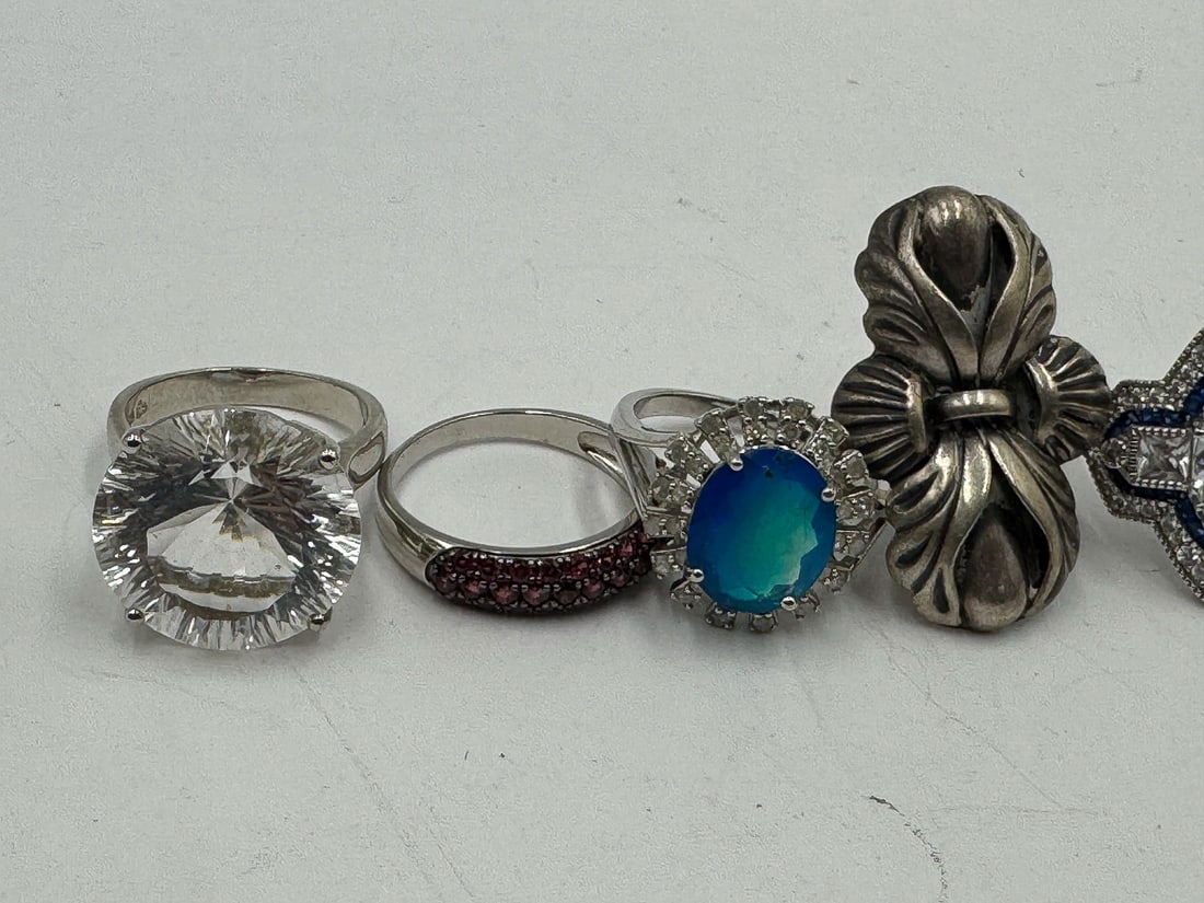 STERLING SILVER GEMSTONE BLING RINGS - 3