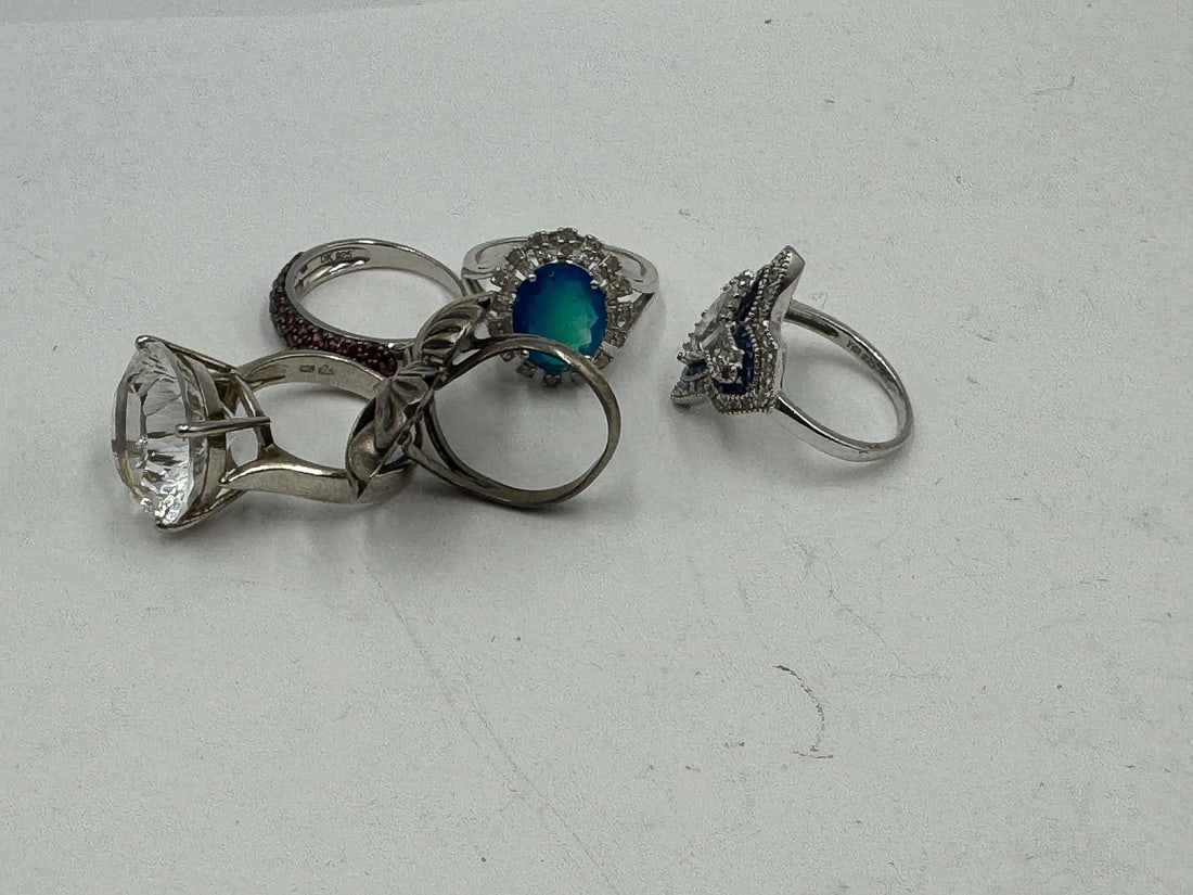 STERLING SILVER GEMSTONE BLING RINGS - 4