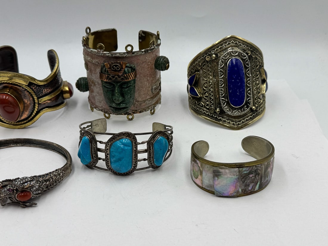 HARDSTONE BANGLE BRACELETS, TURQOUISE, ETC. - 2