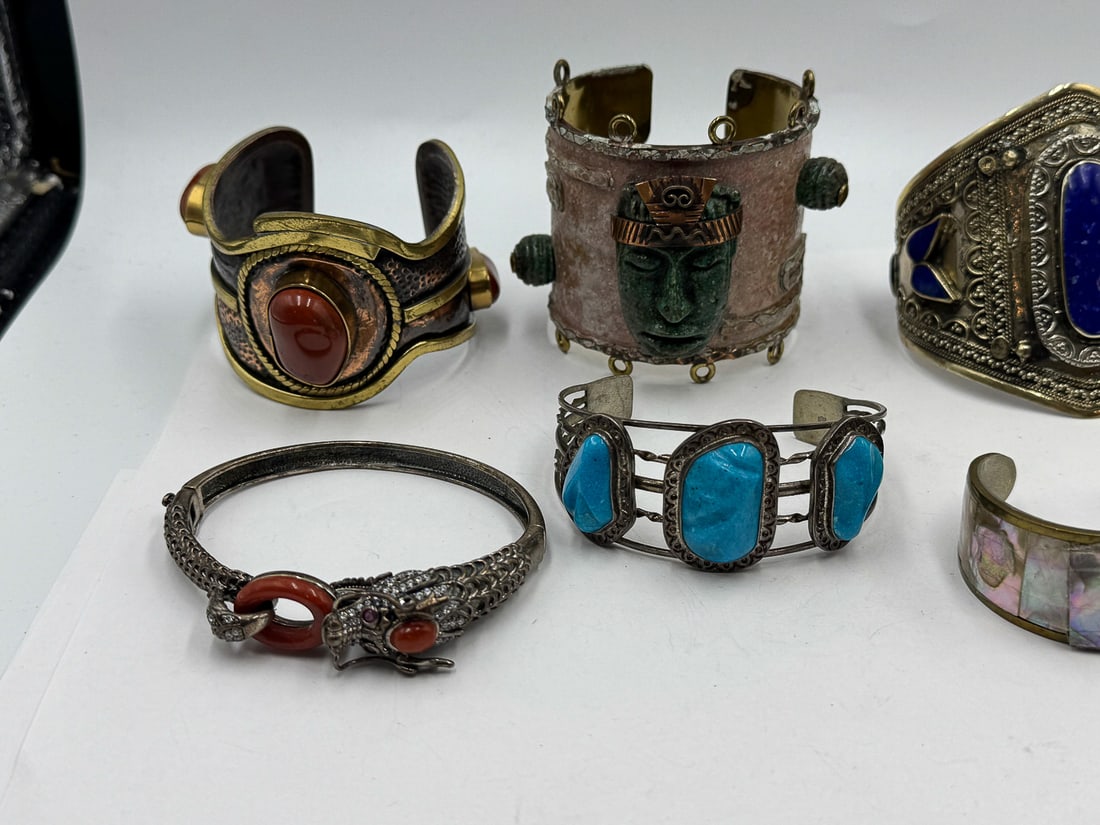 HARDSTONE BANGLE BRACELETS, TURQOUISE, ETC. - 3
