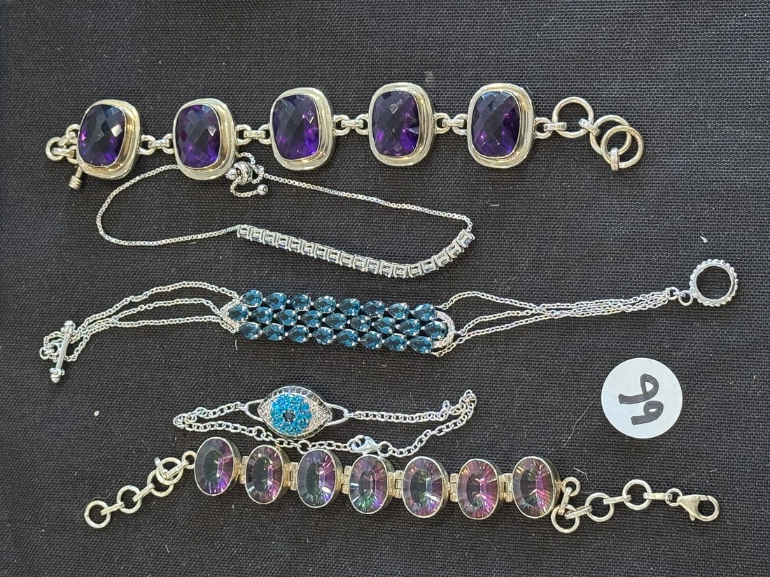 5 STERLING SILVER BRACELETS (1 of 1)