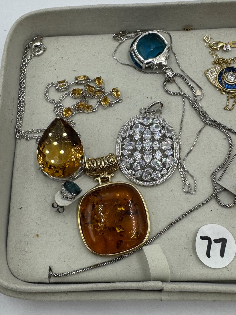 6 STERLING SILVER PENDANT NECKLACES - 3