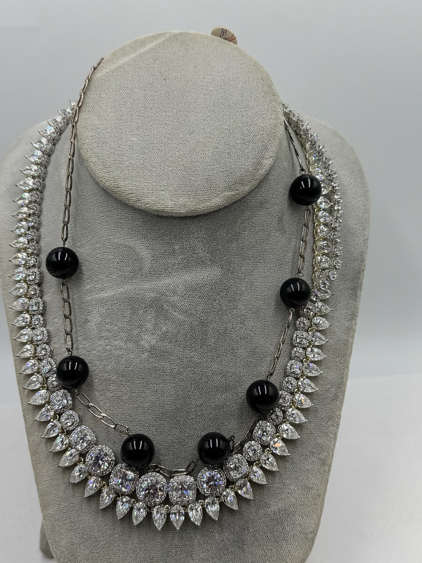 3 STERLING SILVER CZ NECKLACES: 3 STERLING SILVER CZ NECKLACES