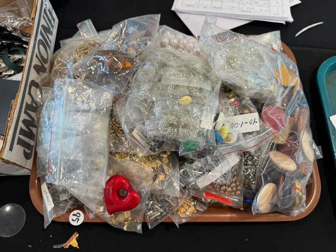 LOT OF JEWELRY MAKING BEADS ETC.: LOT OF JEWELRY MAKING BEADS ETC.