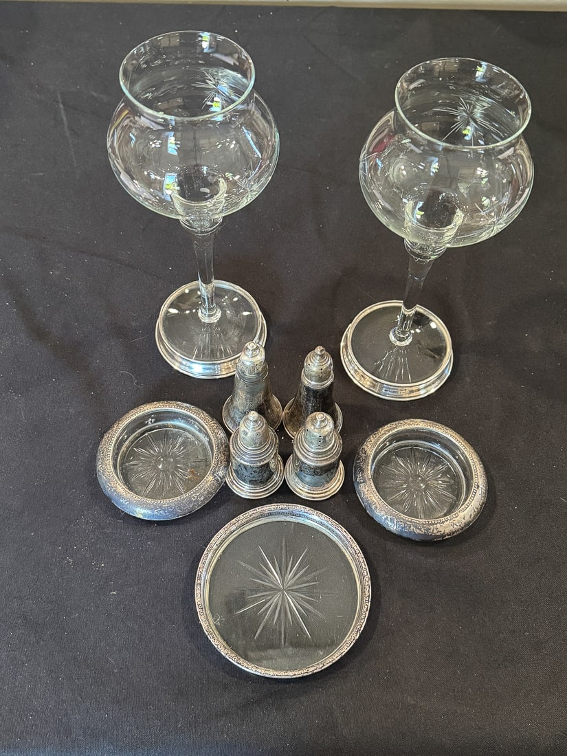 CRYSTAL AND STERLING SILVER ITEMS - 2