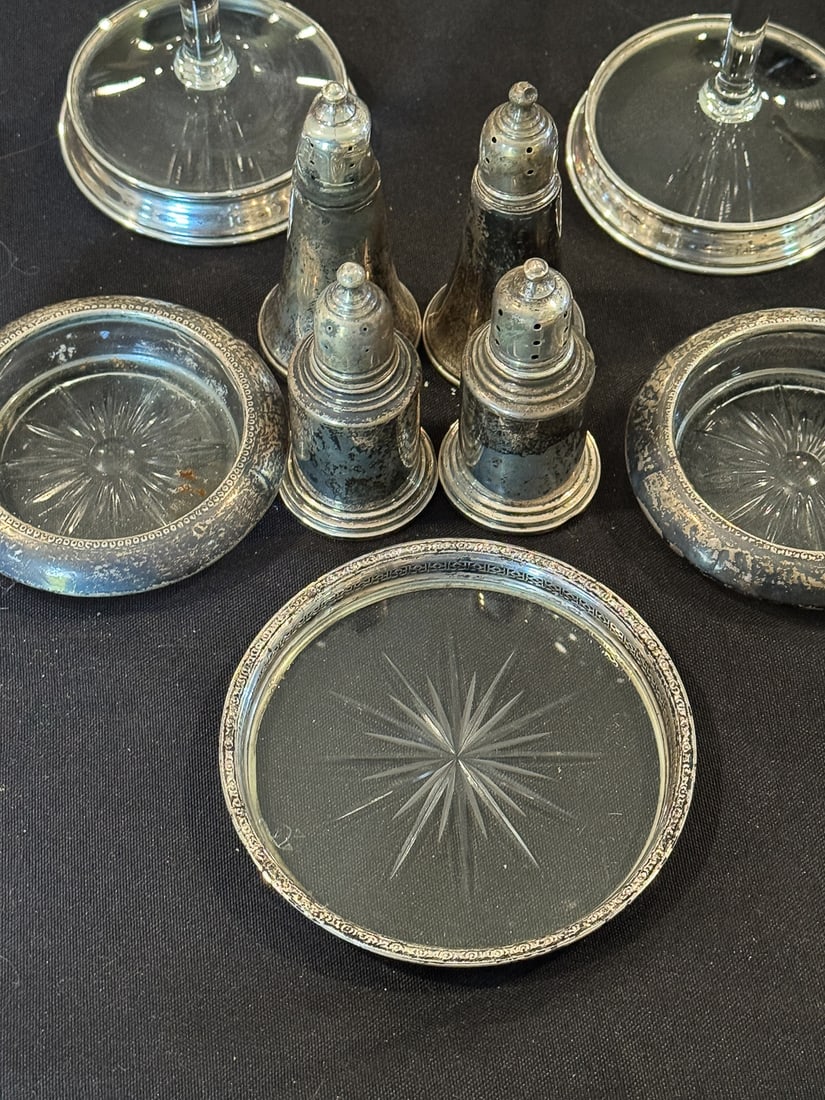 CRYSTAL AND STERLING SILVER ITEMS - 6