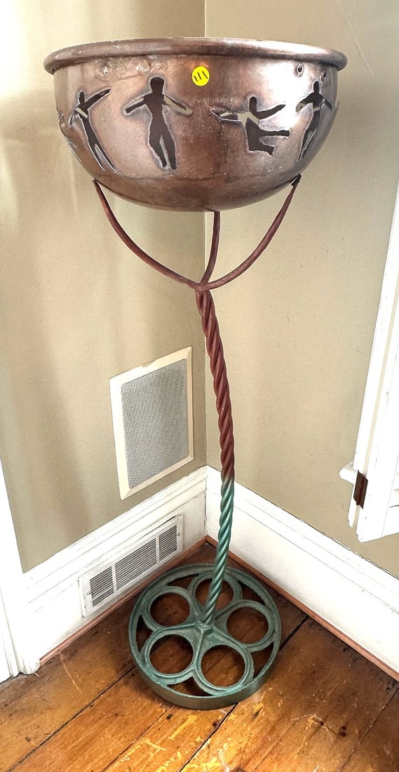 RICHARD PEPITONE SCULPTURECOPPER BOWL ON CUSTOM STAND, 17" X 53" (1 of 4)