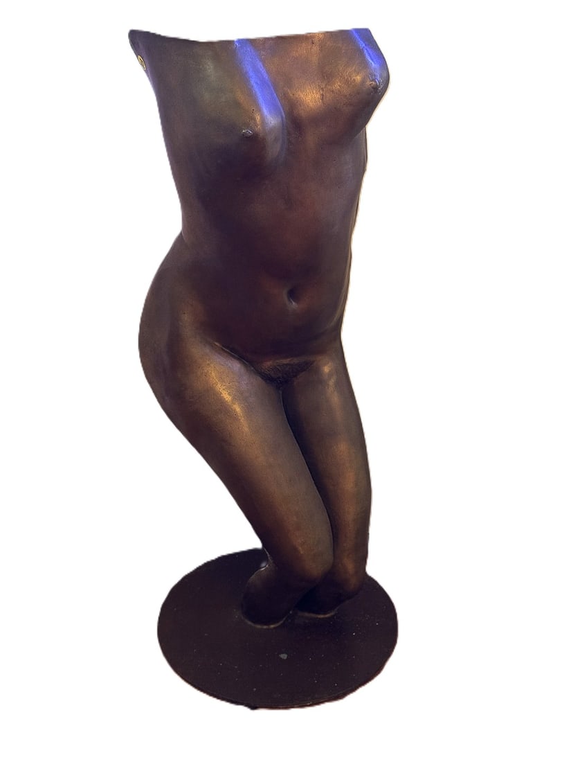 LARGE RICHARD PEPITONE BRONZE TORSO SCULPTURE, 16" X 16" X 40" (1 of 10)